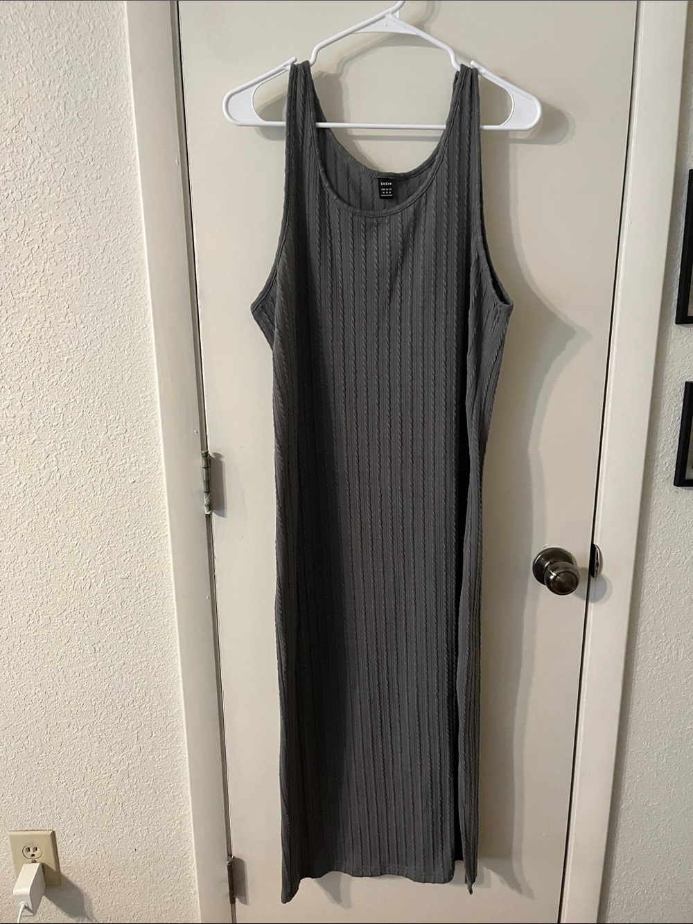 SHEIN Ribbed Sleeveless Maxi Dress - Charcoal Gray